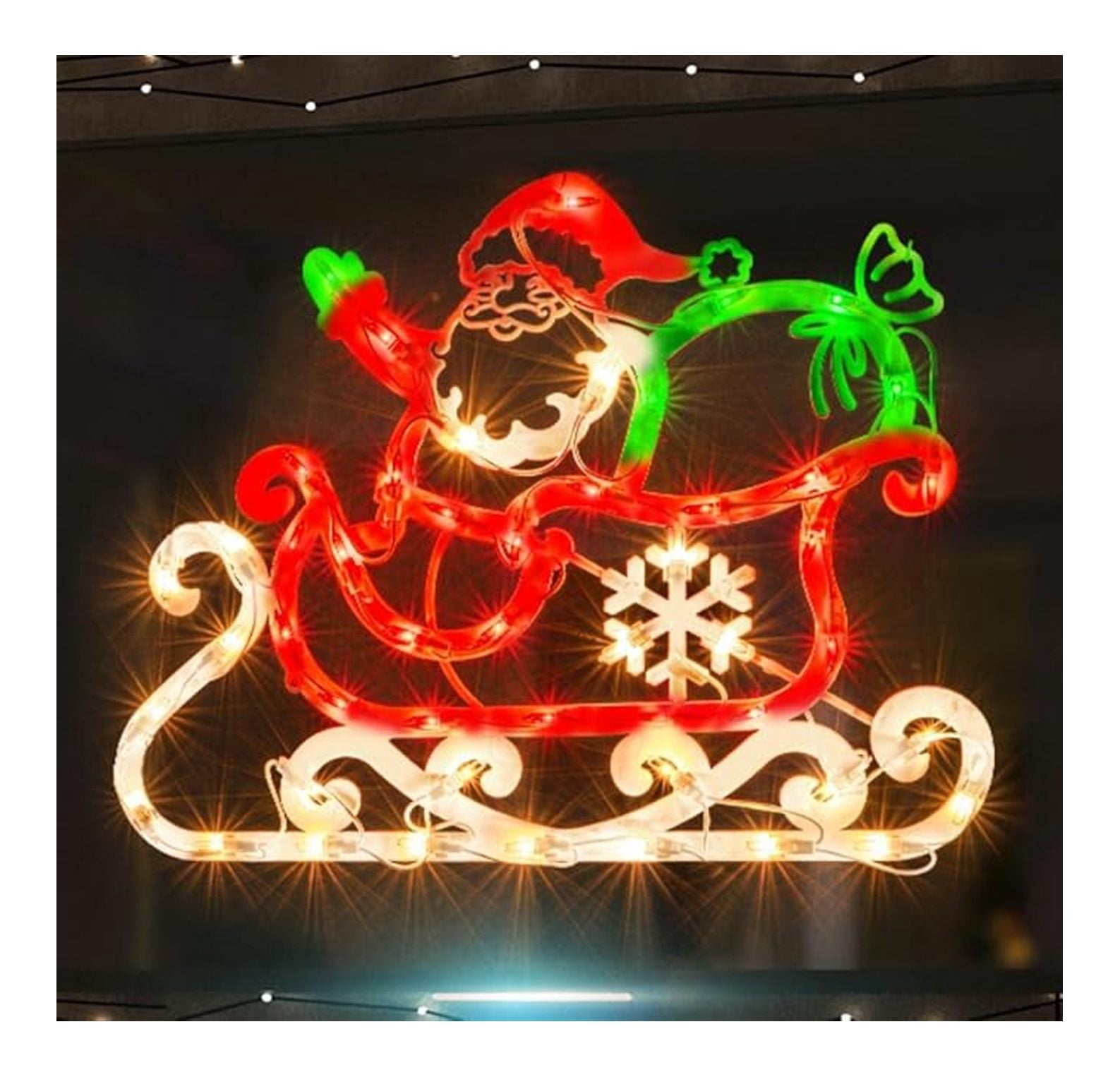 Lighted Santa Sleigh Window Decoration - Christmas Lights Indoor ...