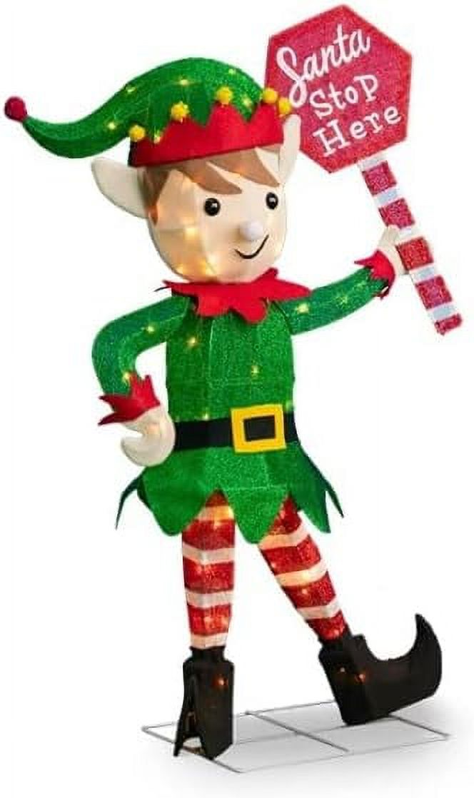 Lighted Santa's Helper Sculpture Decoration Pre Lit Display Outdoor