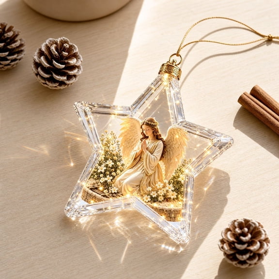 Lighted Scripture Keepsake Ornament, Illuminated Religious Christmas Decor with Peaceful Scene and Meaningful Design, Christmas Tree Memorial Tabletop Display and Faith-Inspired Gift
