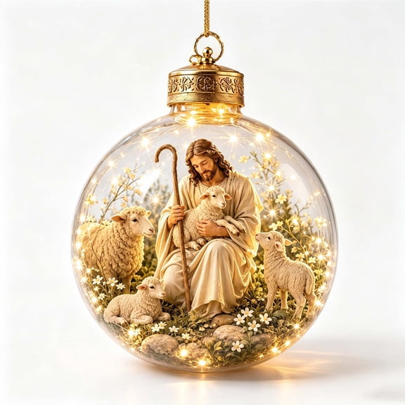 Lighted Scripture Ornament, for Tree Mantel Home Party and Holiday Decor, Seasonal Home Accent