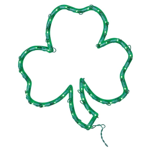 Lighted Shamrock Window Decor 14x18 Inch - 43 Lights St Patricks Day - Indoor Holiday Illumination