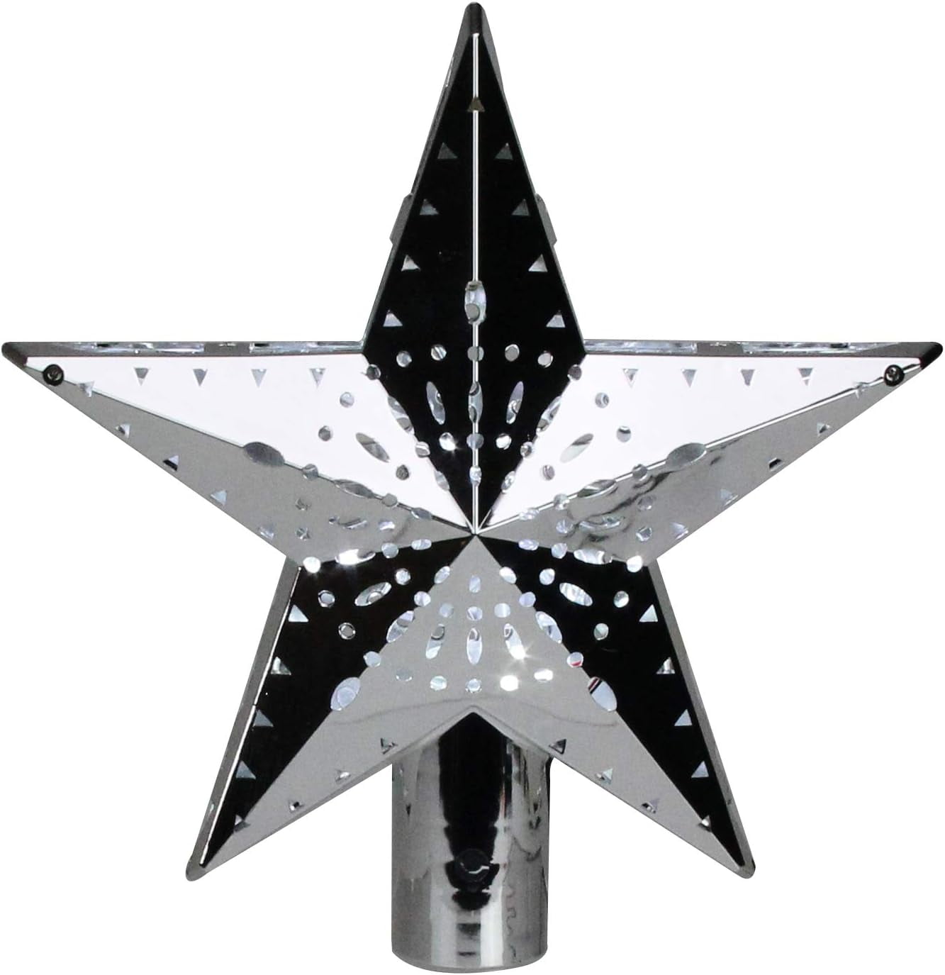 Lighted Silver Kaleidoscope Star Christmas Tree Topper Cool White