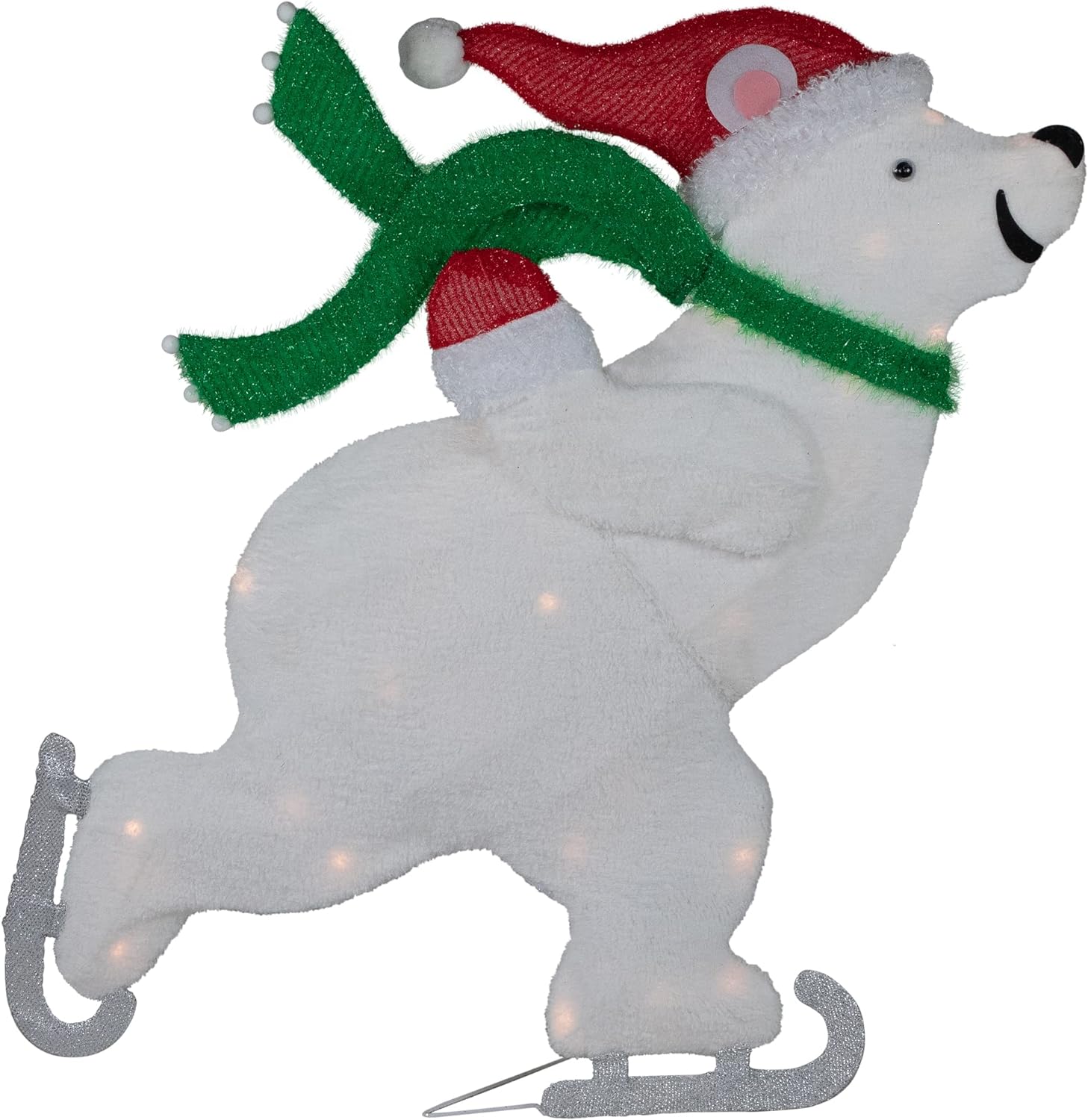 Lighted Skating Polar Bear Christmas Decoration, 36.25", White