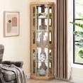 thumbnail image 1 of Light Oak Corner Curio / Living Room Decor Solution / Adjustable Glass Shelves, 1 of 6