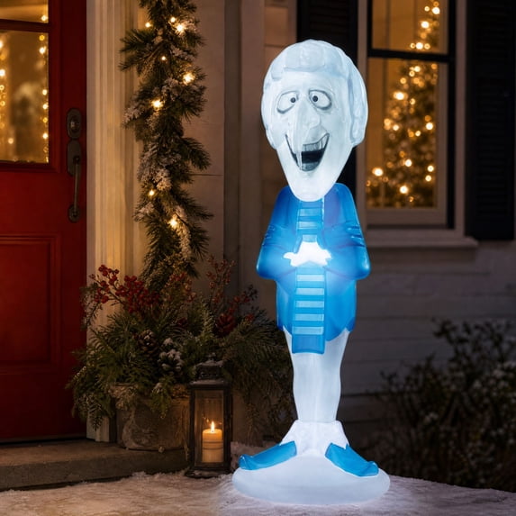Lighted Snow Miser Blow Mold, 11.81 Inch Christmas Figurine, Illuminated Holiday Character Decor for Front Porch Yard Lawn Outdoor Christmas Home Decor