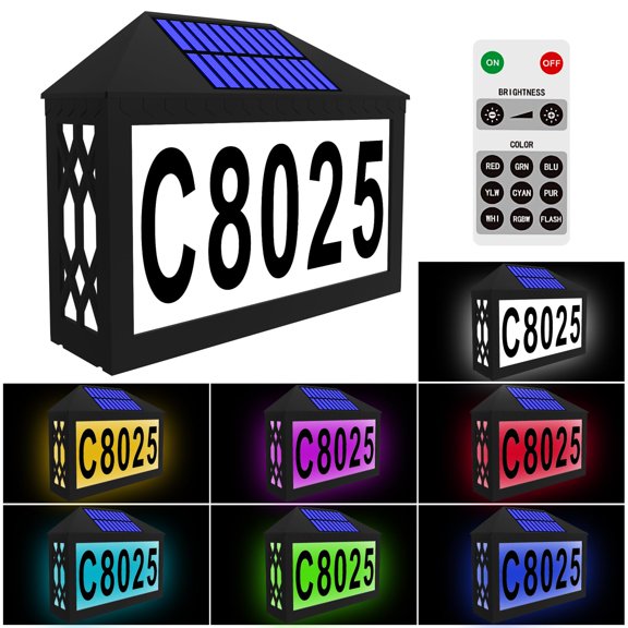 Lighted Solar Address Numbers with Remote Control 2.5 Inch 0-9 & A-Z 9 Modes
