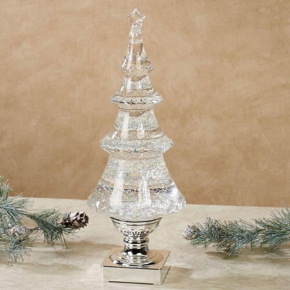 Lighted Swirling Glitter Christmas Tree Tabletop Accent Silver