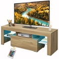 thumbnail image 1 of Lighted TV Stand for 55 inch TV, Seizeen Media TV Console with LED RGB Lights, Modern Entertainment Center  TV Cabinet with Storage Shelves & Drawer, Rustic Oak, 1 of 11