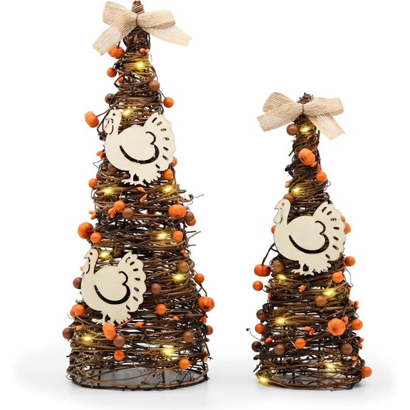 Lighted Thanksgiving Table Tree, Turkey Centerpiece Decor, Fall Decor