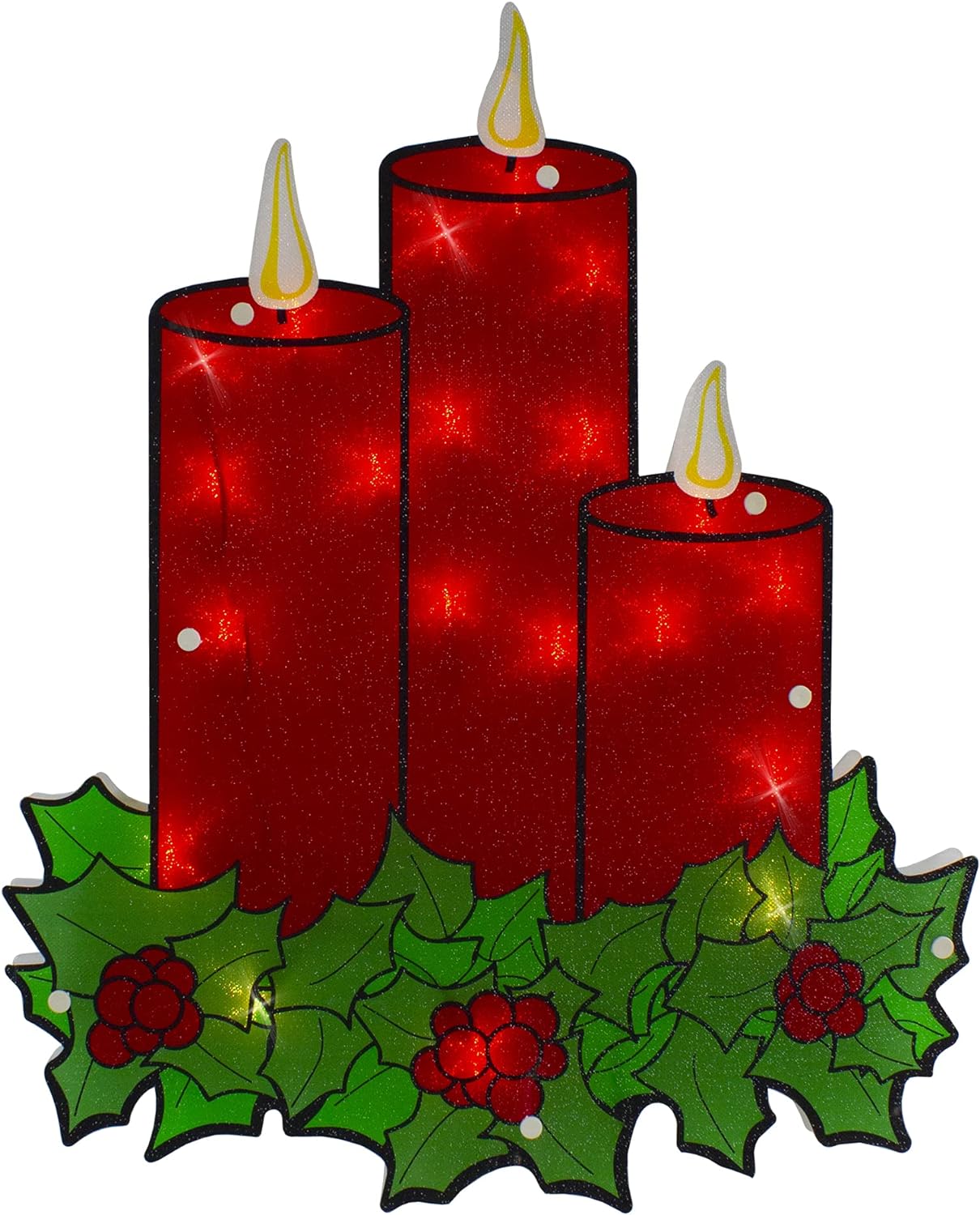 Lighted Three Candles Christmas Window Silhouette