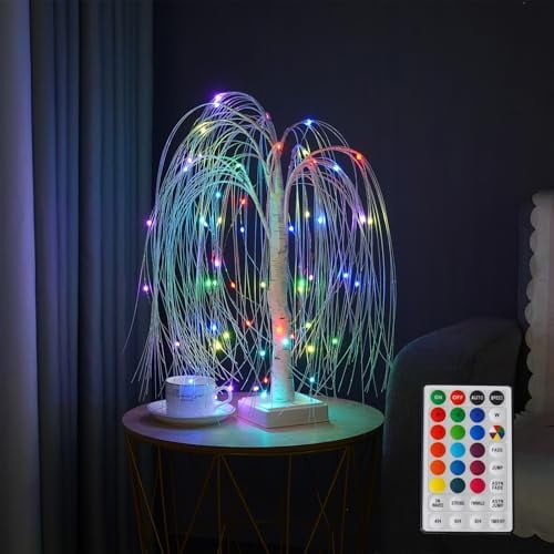 Lighted Trees for Indoor Decor, 2Ft Weeping Willow Tree with 60 RGB Color Changing LED Lights, Lighted up Tree Lamp, Artificial Trees for Home Holiday Christmas Decor$$Home Decor, Kitchen, & Other