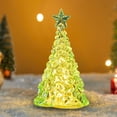 thumbnail image 1 of Lighted Turquoise Glass Christmas Tree Decor with Star Topper, Festive Tabletop Decor for Home and Holiday Season Ambiance - Yellow, 1 of 3