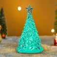 thumbnail image 1 of Lighted Turquoise Glass Christmas Tree with Star Topper - Festive Tabletop Decor for Creating Holiday Ambiance in Home Displays,Green, 1 of 4