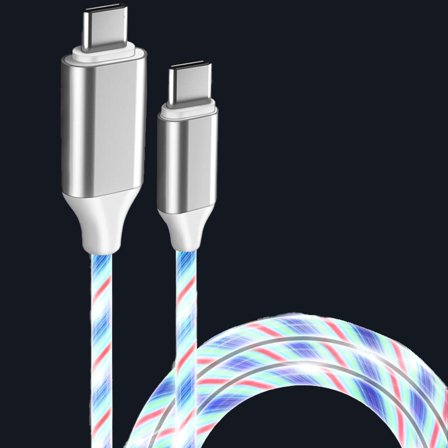 Lighted USB C to USB C Cable, 3A LED Light Up USB C Fast Charge Cord Compatible with iPhone 15/15 Pro/15 Plus/15 Pro Max/Samsung Galaxy and More (Colorful,6.6FT)