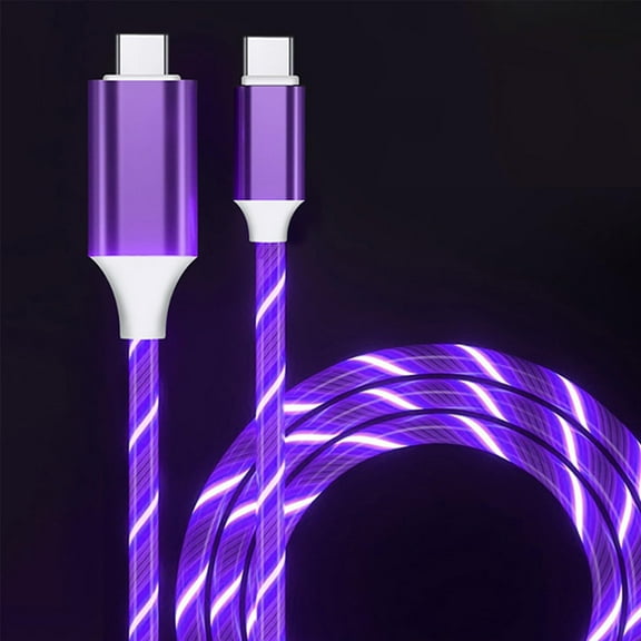 Lighted USB C to USB C Cable, 3A LED Light Up USB C Fast Charge Cord Compatible with iPhone 15/15 Pro/15 Plus/15 Pro Max/Samsung Galaxy and More (Purple,6.6FT)