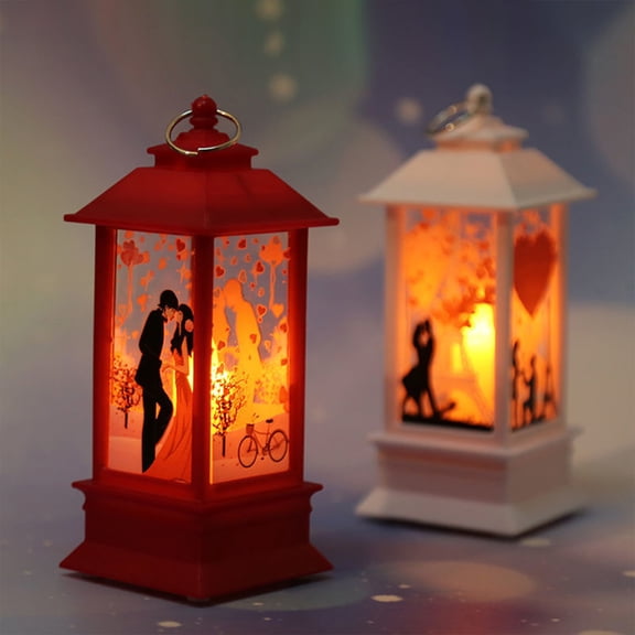 Lighted Valentine's Day Snow Globe Water Lantern Decoration White Romantic Wind Lantern – Couple Birthday Gift,Bedroom Ornament & Bar Restaurant Window Decor Battery Operated