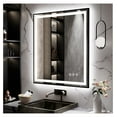thumbnail image 1 of Lighted Vanity Mirror, 32x36 Inch Black Framed Gradient Front and Backlit LED Bathroom Mirror, 3 Colors Dimmable CRI>90, IP54 Enhanced Anti-Fog Wall Mounted LED Mirror for Bathroom, 1 of 7