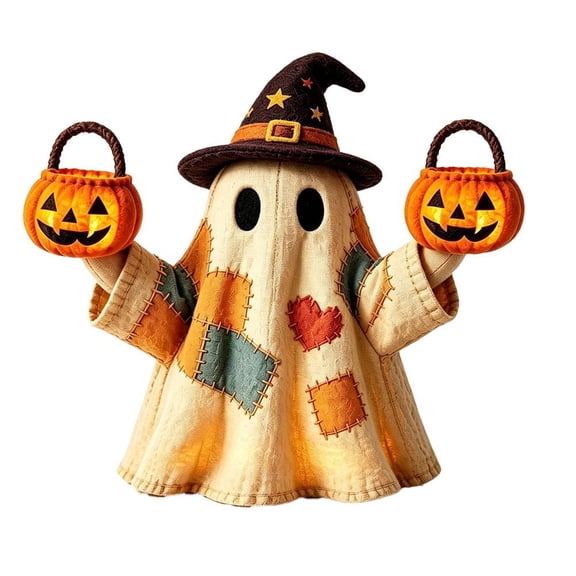 Lighted Vintage Patchwork Ghost Halloween Decor