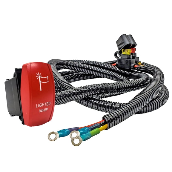 Lighted Whip On/Off Red Rocker Switch with Power Distribution Block Wire Harness Compatible with 2018-2023 Can-Am Maverick X3 Max RS Turbo RR Sport Trail Defender