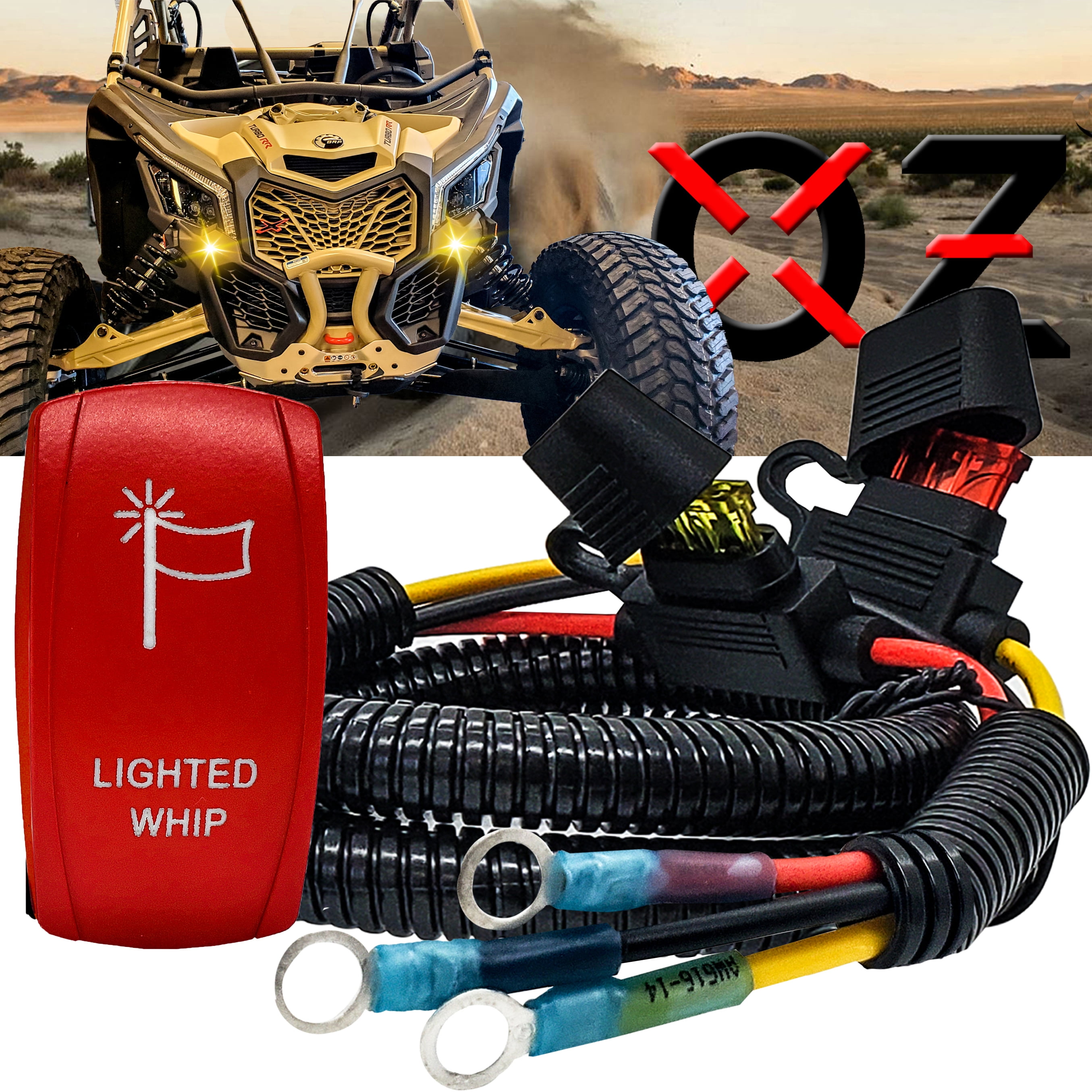 Lighted Whip On/Off Red Rocker Switch with Power Distribution Block ...