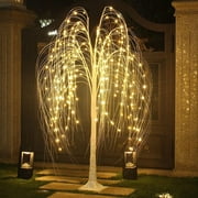 Lighted Willow Tree, Weeping Willow Tree with 180 LED Lights, Light-Up Tree for Christmas Wedding Party Bedroom Home Garden Decor, 4Ft, Warm Light