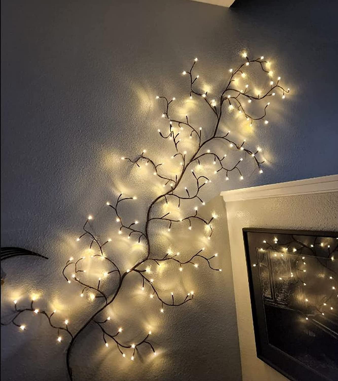Wall Decaration Leds Lighted Willow Vine for Living Room Decor, Christmas Decorations Light ...