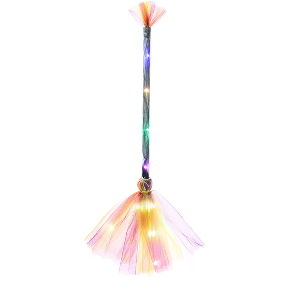 Lighted Witch Broom with LED Lights Halloween Witches Broomsticks Props Costume Accessories for Halloween Costume Party