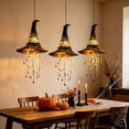 thumbnail image 1 of Lighted Witch Hat Hanging Chime, 3Pcs Halloween Magical Glow Witches Hat Hanging Decoration, Festive Spooky Ornament for Porch, Yard & Indoor Outdoor Party Display, 1 of 10