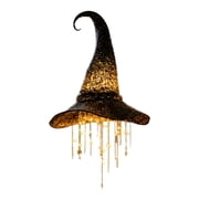 Lighted Witch Hat Hanging Wind Chime,Vintage Glowing Witch Hat Ornament for Indoor Outdoor Porch Yard Garden Party
