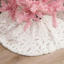 Christmas Tree Skirt 48 Inch Tree Skirt Xmas Gift White Faux Fur Tree Skirt for Holiday Party Ceremony Christmas Tree Decorations