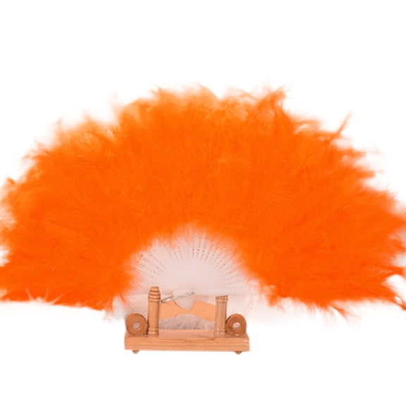 Marabou Black Feather Fan - Renaissance Fan,Rave Fan,Hand Fan Foldable,Marabou Feather Fan for 1920s Gatsby Party,Clothing Accessories and Party Decorations (Orange)