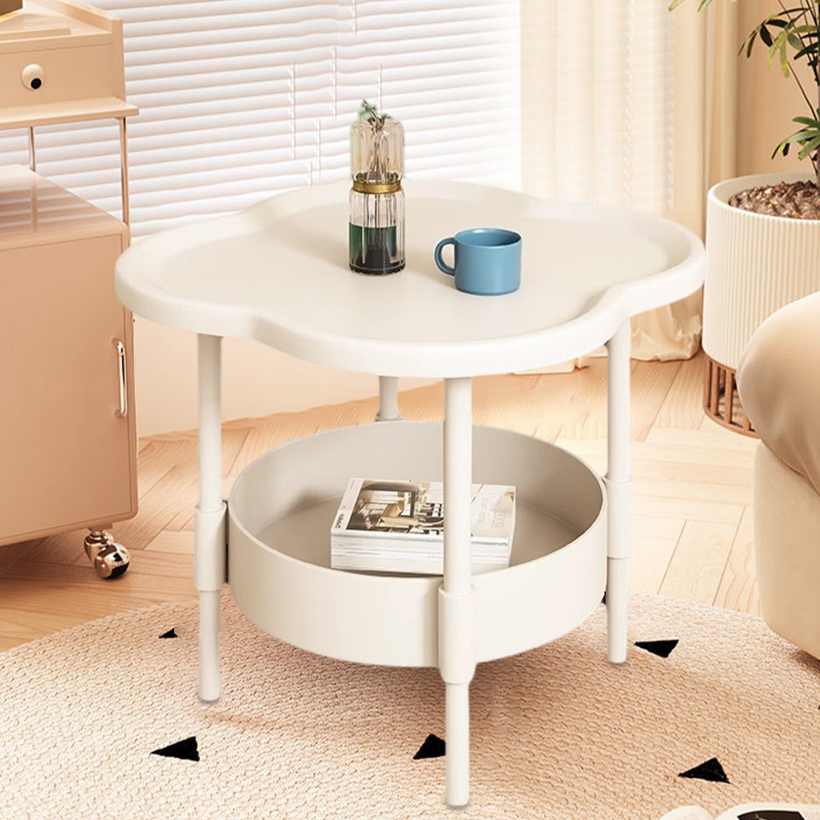 Lighten Deals of the Day Small Round End Table, 2-Tier Side Table with ...
