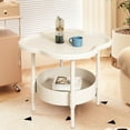thumbnail image 1 of Small Round End Table, 2-Tier Side Table with Storage, Small Round Coffee Table for Living Room, 20'' Living Room Furniture with Sturdy Steel Frame, (White) Summer Savings, 1 of 6