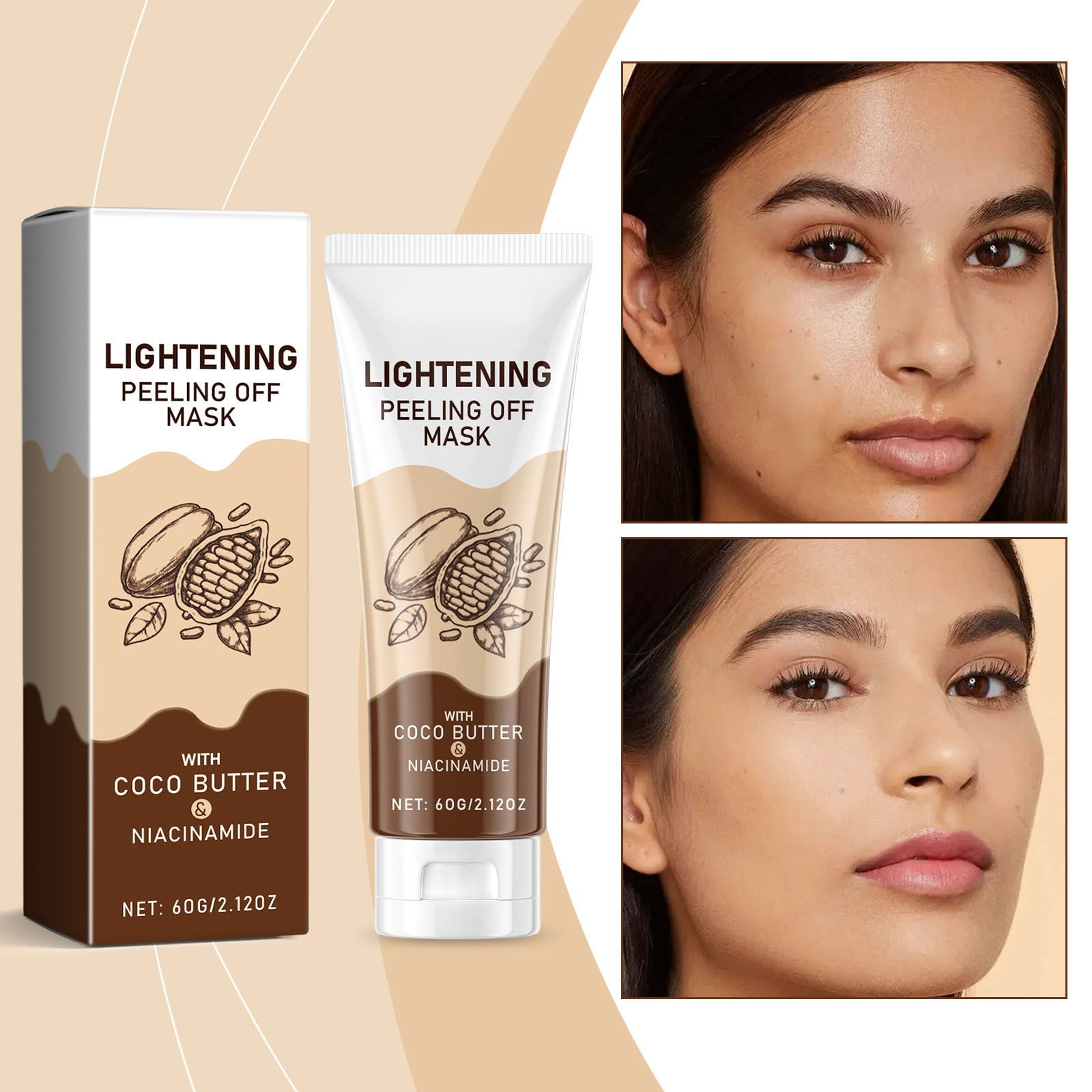 Lightening Peel Off Mask,Instant Whitening Niacinamide Peel-Off Mask