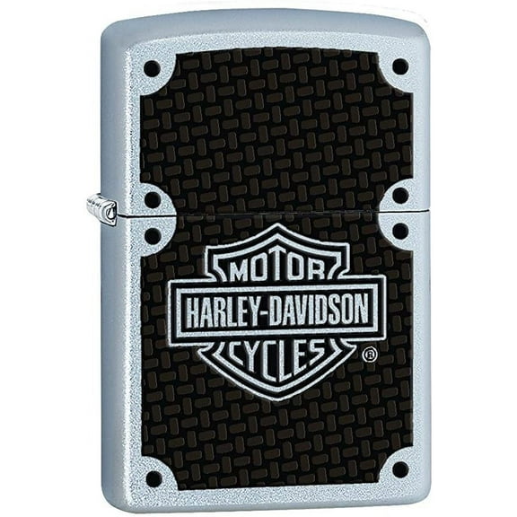 Lighter 24025 Harley Davidson shield logo woven into a carbon fiber background Pocket Lighter