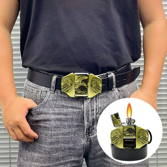 Lighter Belt Buckle Under $5! Kadlawus Lighter Belt, Alloy Personality Trend Fashion Hip Hop Punk Accessory, Adjustable Waist Belt with Built-in Lighter, Cool Gift for Men, Women, Youth