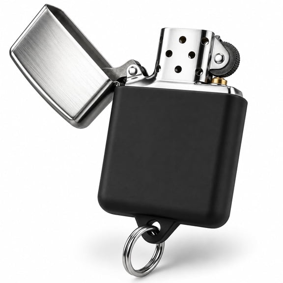 Lighter Case & Keychain Holder (Black) Compatible with Zippo