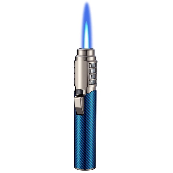 Lighter,Cigar Lighter,Torch Lighter Outdoor Windproof Straight Flamelighter For Campfires Kitchen Candle Lighter Lighters Pack Great For Candles And Fireplaces Safety Switch(MulticolorBlue)