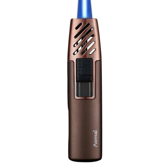 Lighter Double Flame Windproof Torch, Aluminum Alloy Igniter with Safety Lock, Blue Flame Butane Lighter for Kitchen BBQ Baking, Refillable Accessory