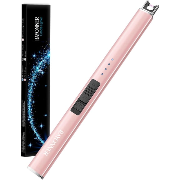 Lighter Electric Candle Lighters Rechargeable USB Lighter Arc Lighters for Candle Camping (1Pack, Rose Gold)