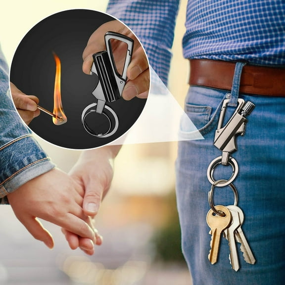 Lighter Keychain under $5! Cagogo Multifunctional Keychain Lighter, Portable Metal Match with Bottle Opener, Waterproof Emergency Fire Starter, Outdoor Survival Gear for Camping Hiking, Refillable