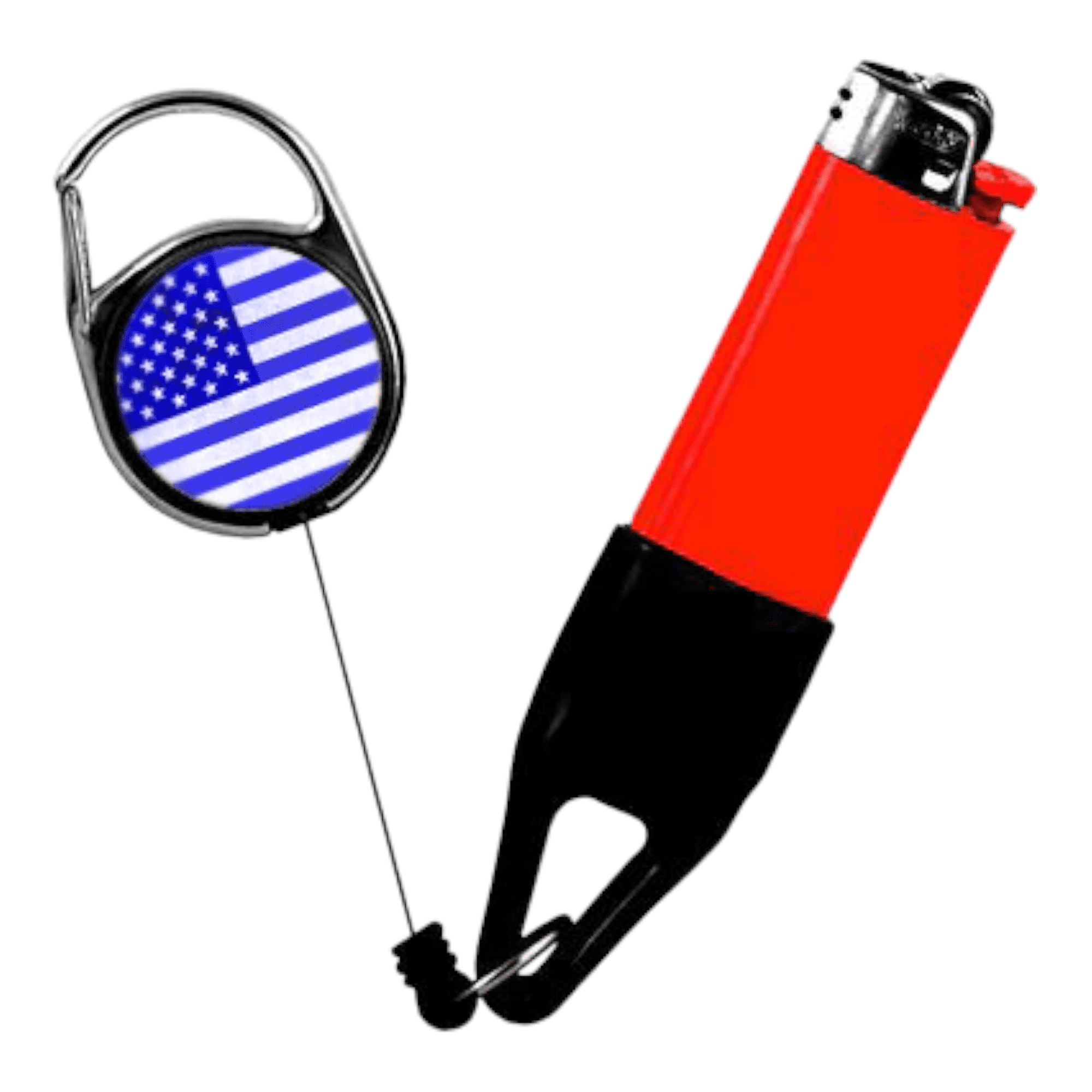 Lighter Leash Retractable Lighter Holder Back The Blue Flag Standard Size 1 Blue 0.06 lb