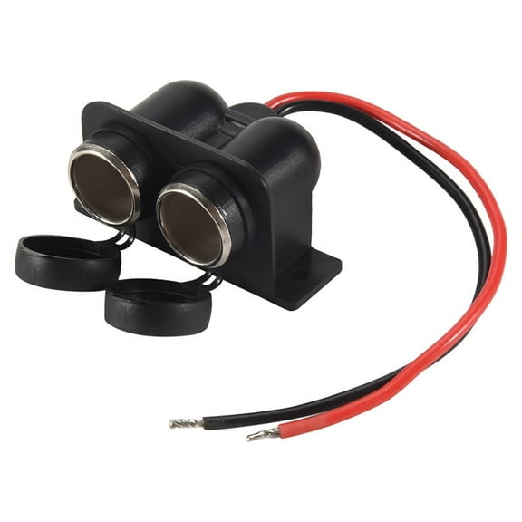 Lighter Socket 12V Waterproof Dual Power Plug Outlet with Wire for Car Scooter Boat ATV Rv,1 * Lighter Socket,Black