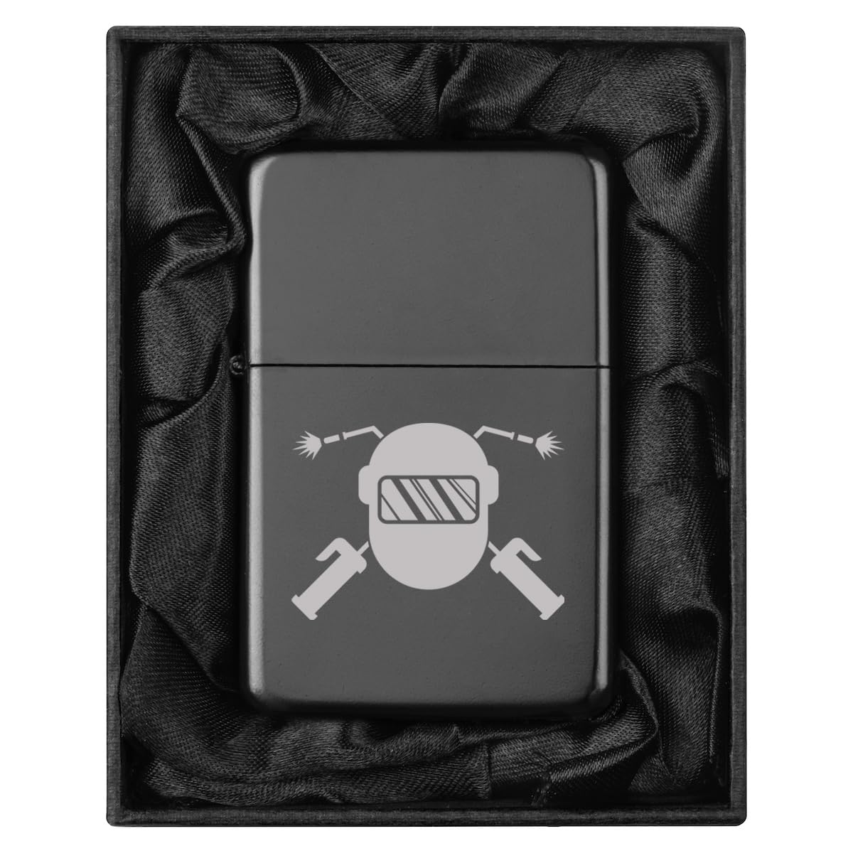 Lighter in Black Silk Lined Gift Box Welder Helmet and Torch (Black)