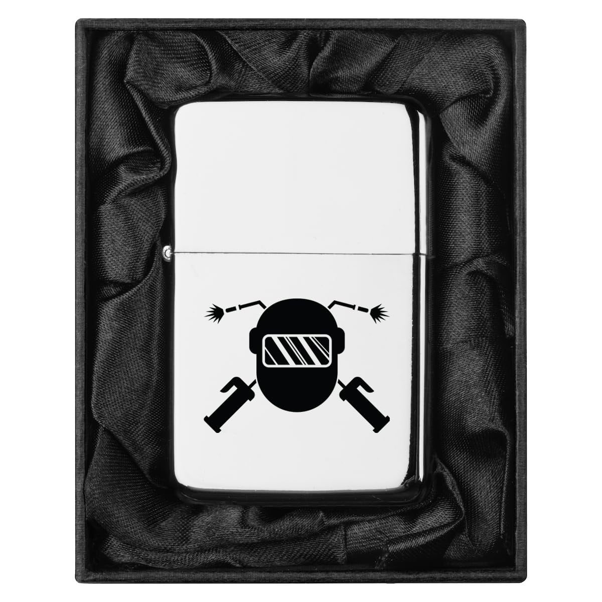 Lighter in Black Silk Lined Gift Box Welder Helmet and Torch (Chrome)