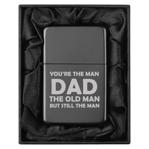 Lighter in Black Silk Lined Gift Box You're The Man Dad The Old Man Funny Father's Day Birthday (Black)