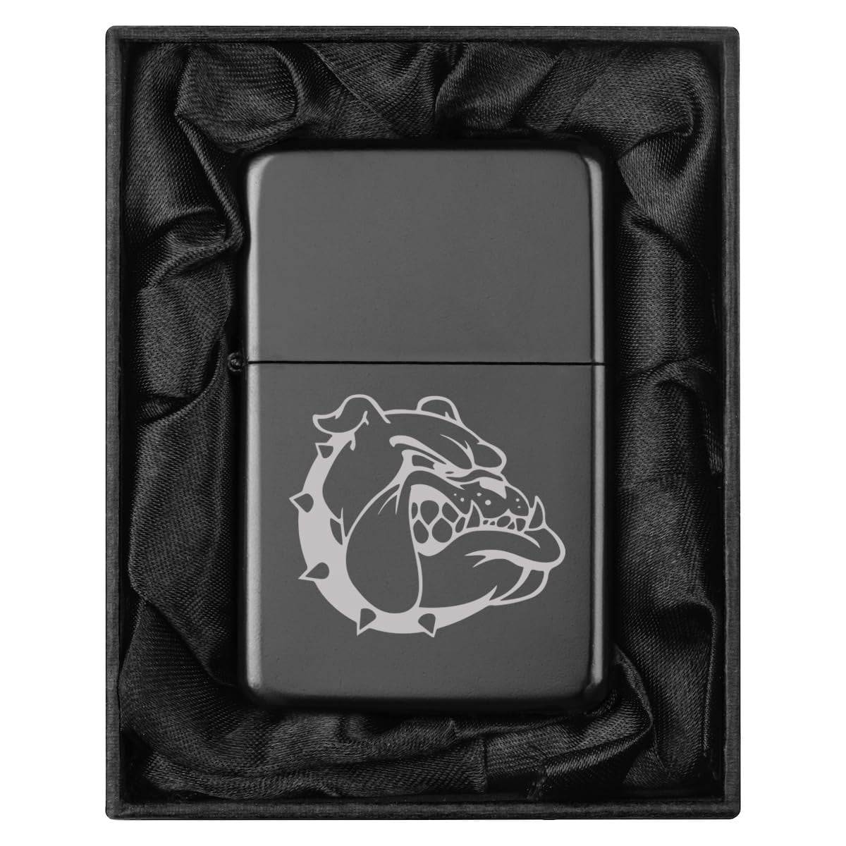 Lighter in Black Silk Lined Gift Bulldog Face (Black)