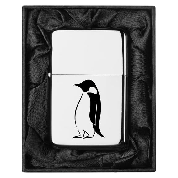 Lighter in Black Silk Lined Gift Emperor Penguin (Chrome)