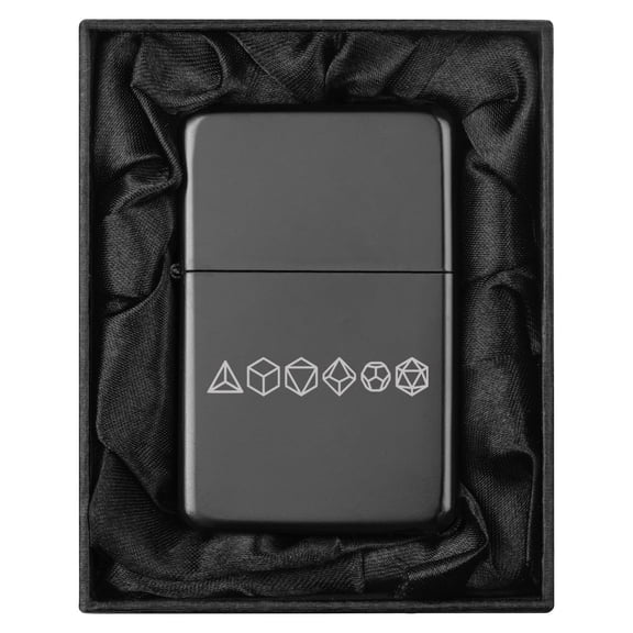 Lighter in Black Silk Lined Gift Game Dice Set Gamer Geek (Black)