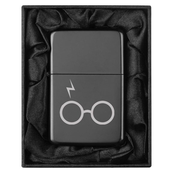 Lighter in Black Silk Lined Gift Glasses with Lightning Bolt (Black)